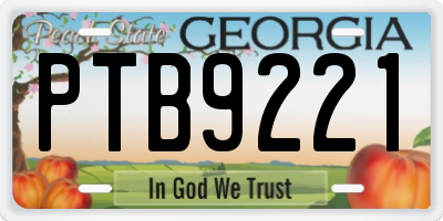 GA license plate PTB9221