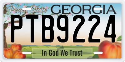 GA license plate PTB9224