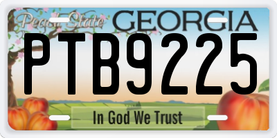 GA license plate PTB9225