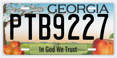 GA license plate PTB9227