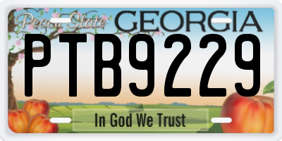 GA license plate PTB9229
