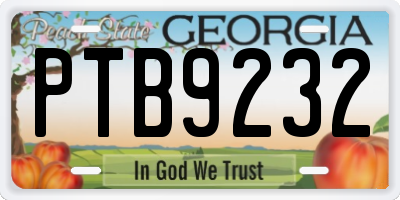 GA license plate PTB9232