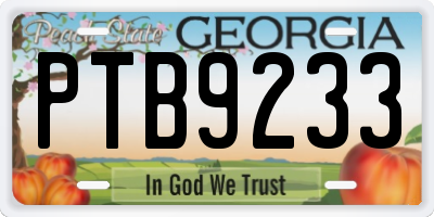 GA license plate PTB9233