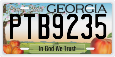 GA license plate PTB9235