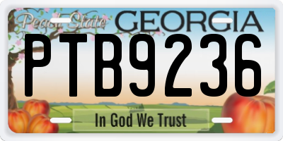 GA license plate PTB9236