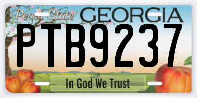 GA license plate PTB9237