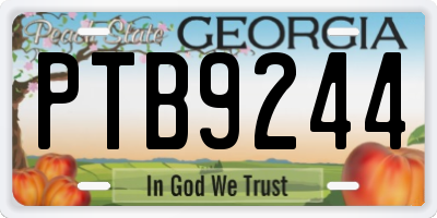 GA license plate PTB9244