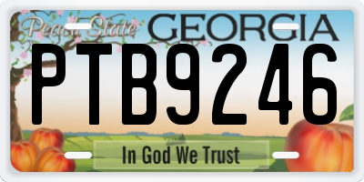GA license plate PTB9246