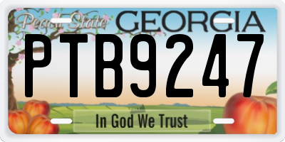 GA license plate PTB9247