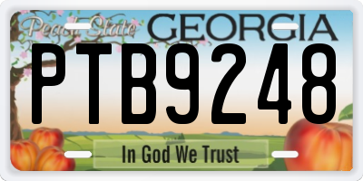 GA license plate PTB9248