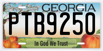 GA license plate PTB9250