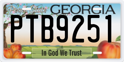 GA license plate PTB9251
