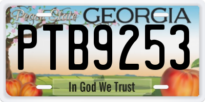 GA license plate PTB9253