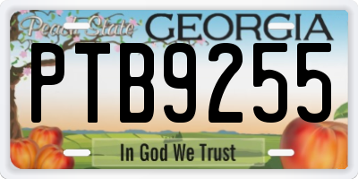 GA license plate PTB9255