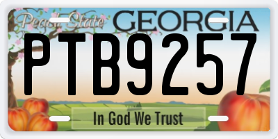 GA license plate PTB9257