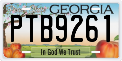 GA license plate PTB9261