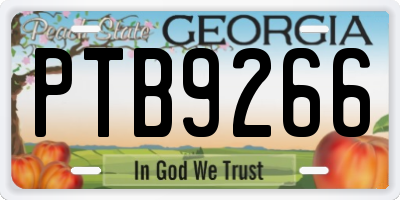 GA license plate PTB9266