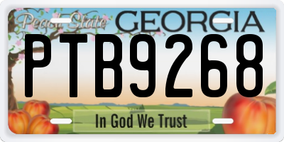 GA license plate PTB9268