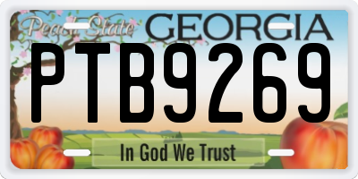 GA license plate PTB9269