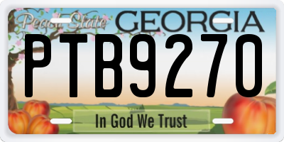 GA license plate PTB9270