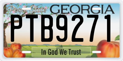 GA license plate PTB9271