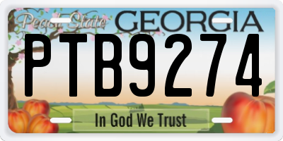 GA license plate PTB9274