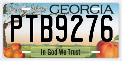 GA license plate PTB9276