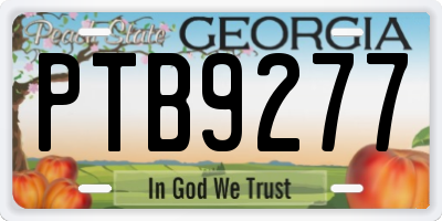 GA license plate PTB9277