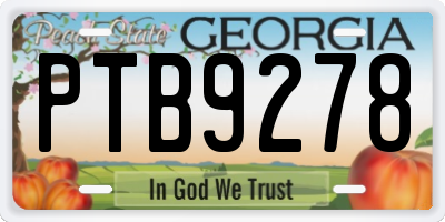GA license plate PTB9278