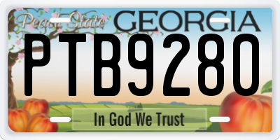 GA license plate PTB9280