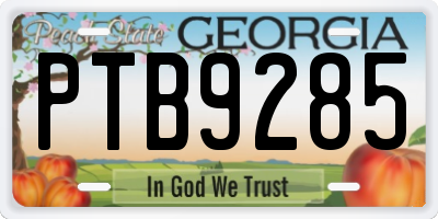 GA license plate PTB9285