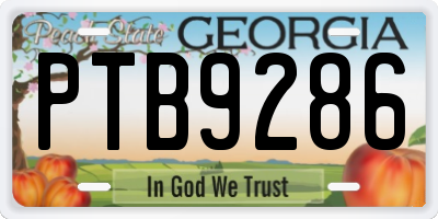 GA license plate PTB9286