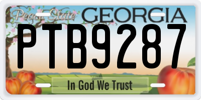 GA license plate PTB9287