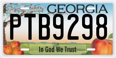 GA license plate PTB9298