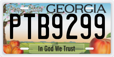 GA license plate PTB9299