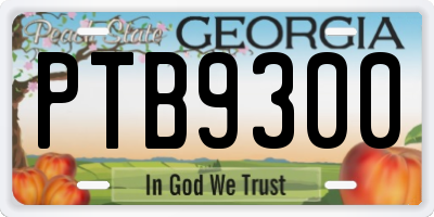 GA license plate PTB9300