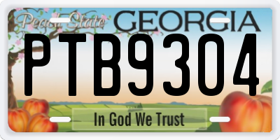 GA license plate PTB9304