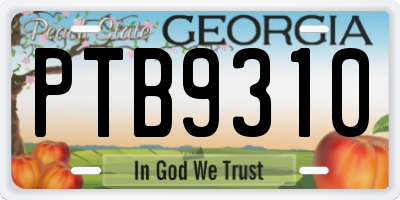 GA license plate PTB9310