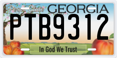 GA license plate PTB9312