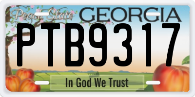 GA license plate PTB9317