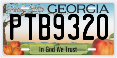 GA license plate PTB9320