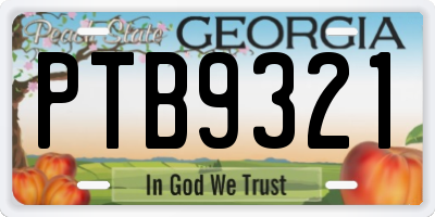 GA license plate PTB9321