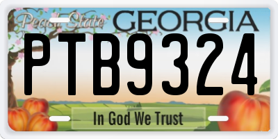 GA license plate PTB9324