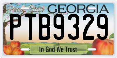 GA license plate PTB9329