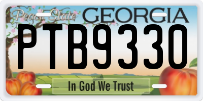 GA license plate PTB9330