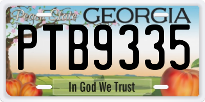 GA license plate PTB9335