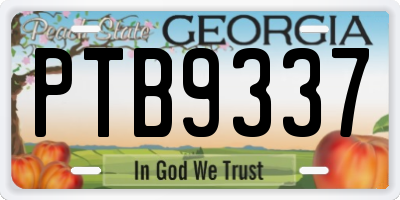 GA license plate PTB9337