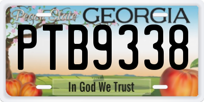 GA license plate PTB9338