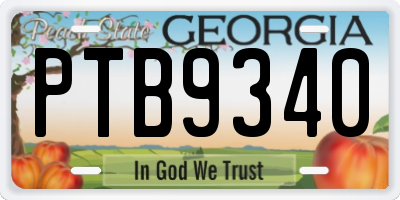 GA license plate PTB9340
