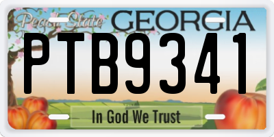 GA license plate PTB9341
